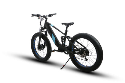 EUNORAU DEFENDER-S, the ultimate e-bike designed to conquer any terrain and weather condition with its dual suspension, dual motor, and dual battery system. With 1500 watts of power, EXA rear suspension and RST suspension fork provide maximum comfort and control, while the removable battery system, efficient brakes, and 9-speed freewheel offer unmatched convenience and safety. The LCD display shows battery life, speed, mileage, and pedal assist level, and the front light ensures safe night riding. 